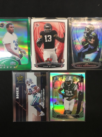 Lot of 5 Football Insert, Serial Numbered, and Star Cards!