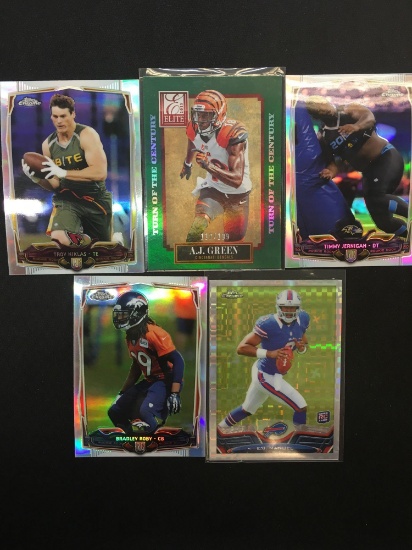 Lot of 5 Football Insert, Serial Numbered, and Star Cards!