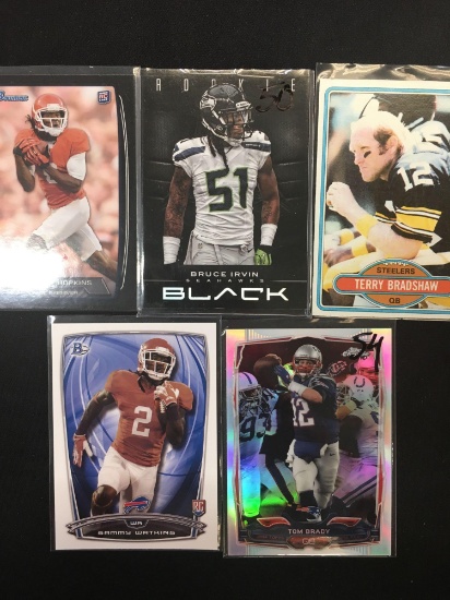 Lot of 5 Football Insert, Serial Numbered, and Star Cards!