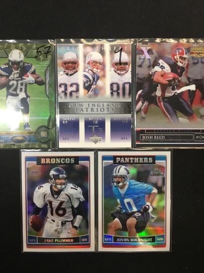 Lot of 5 Football Insert, Serial Numbered, and Star Cards!