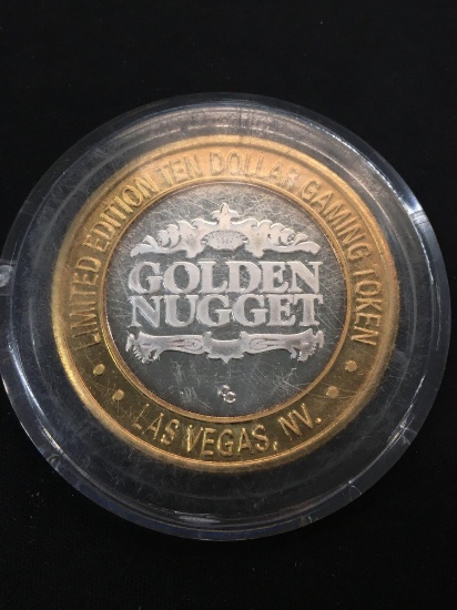 RARE Golden Nugget .999 Fine Silver $10 Gaming Token