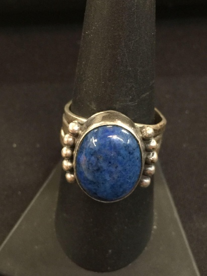Old Pawn Native American Sterling Silver & Blue Lapis Ring - Sz 8 (8 Grams)
