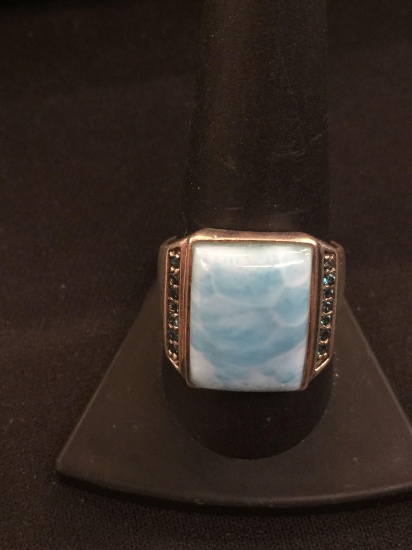 Amazing Blue Quartz Sterling Silver Ring - Sz 10 (12 Grams)