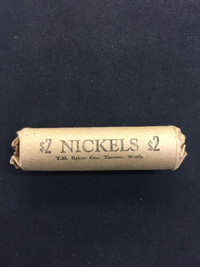 Roll of 40 1955-D United States Nickel 5 Cent Coins