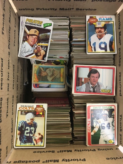 Medium Flat Rate Box Full of Mixed Sports Cards from the 1970s through 1990s