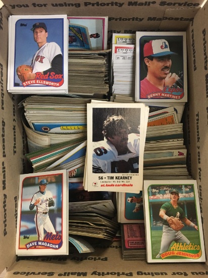 Medium Flat Rate Box Full of Mixed Sports Cards from the 1970s through 1990s