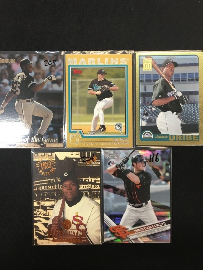 Lot of 5 Baseball Insert, Serial Numbered, and Star Cards!