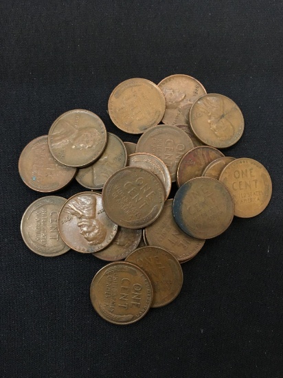 25 Count Lot of United States Lincoln Cent Wheat Pennies