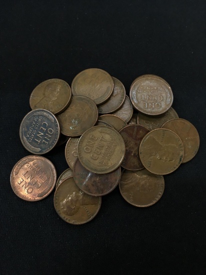 25 Count Lot of United States Lincoln Cent Wheat Pennies