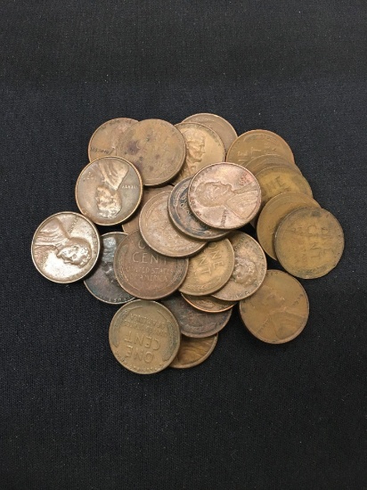 25 Count Lot of United States Lincoln Cent Wheat Pennies