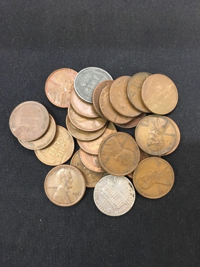 25 Count Lot of United States Lincoln Cent Wheat Pennies