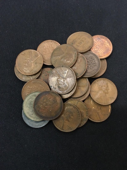 25 Count Lot of United States Lincoln Cent Wheat Pennies