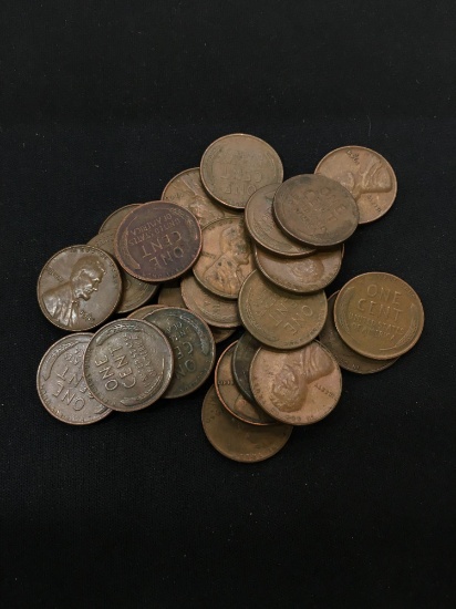 25 Count Lot of United States Lincoln Cent Wheat Pennies