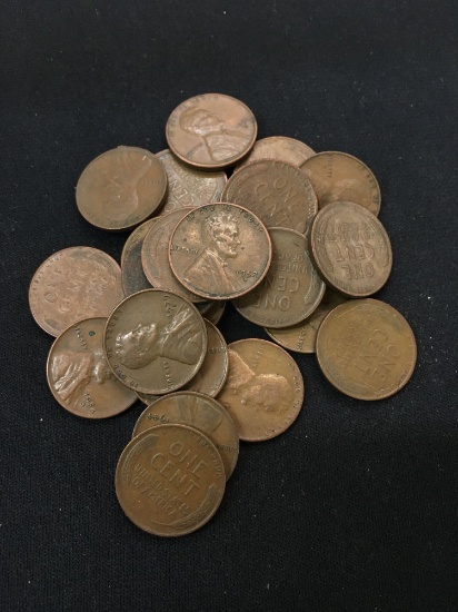 25 Count Lot of United States Lincoln Cent Wheat Pennies