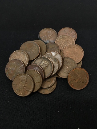 25 Count Lot of United States Lincoln Cent Wheat Pennies