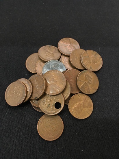 25 Count Lot of United States Lincoln Cent Wheat Pennies