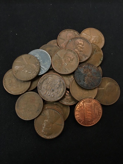 25 Count Lot of United States Lincoln Cent Wheat Pennies