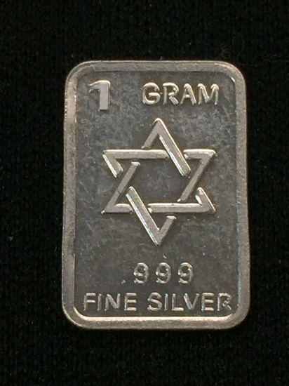 1 Gram .999 Fine Silver Star of David Bullion Round