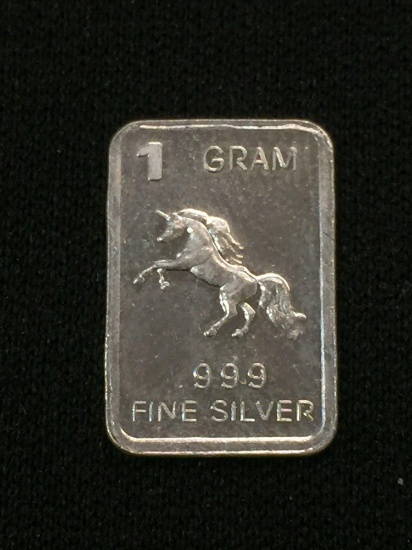 1 Gram .999 Fine Silver Unicorn Bullion Round