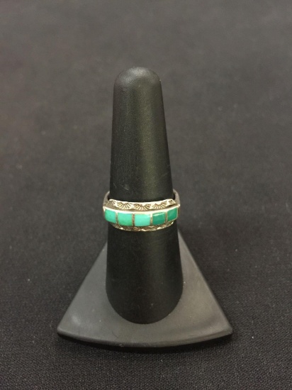 Native American Sterling Silver & Turquoise Ring - Sz 7 (4 Grams)