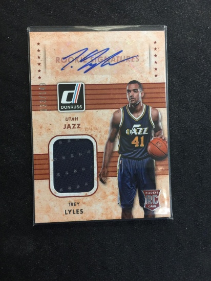 2015-16 Donruss Trey Lyles Jazz Rookie Autograph Jersey Card /149