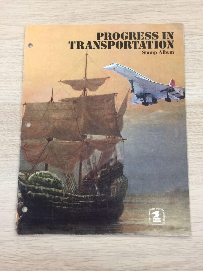 Amazing Vintage Progress In Transportation Stamp Album W/ Stamps