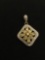 Flower Styled Oval Faceted Yellow Topaz Two-Tone Sterling Silver Pendant