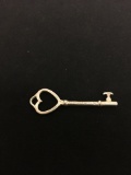 Tiffany & Co. Designed Sterling Silver Heart Styled Skeleton Key Styled Pendant