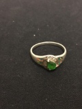 TKP Designed Green Pear Gemstone Sterling Silver Ring Band - Size 11