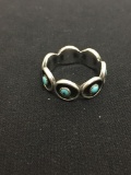 Eternity Styled Turquoise Inlaid Sterling Silver Ring Band - Size 6