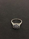 Thai Sterling Silver Blue Sapphire Cluster Sterling Silver Ring Band - Size 6
