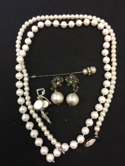 Four Vintage Simulated Pearl Estate Pieces