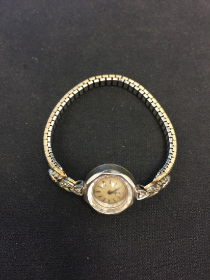 Longinnes Swiss Made 14 Karat Gold Watch w/ Diamond Accents & Speidel Expandable Strap