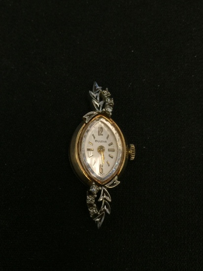 Vintage Diamond Accented Bulova Designed 96701 14 Karat Gold Watch - 6.7 Grams