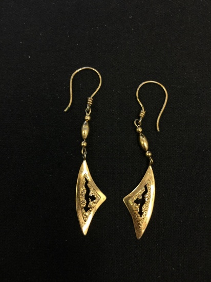 10 Karat Gold Nugget Accented Pair of Dangle Earrings