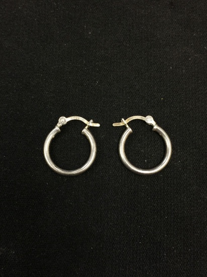 Classic 15 mm Diameter Pair of Sterling Silver Hoop Earrings