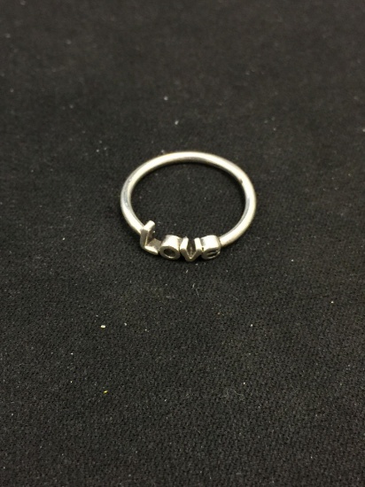 Petite "Love" Fashioned Sterling Silver Ring Band - Size 6