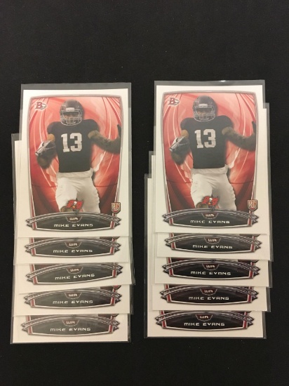10 Card Lot of 2014 Bowman Mike Evans Bucs Rookie Football Cards