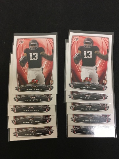 10 Card Lot of 2014 Bowman Mike Evans Bucs Rookie Football Cards