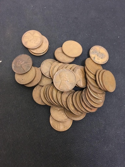 50 Count Lot of US Lincoln 1 Cent Wheat Pennies Coins