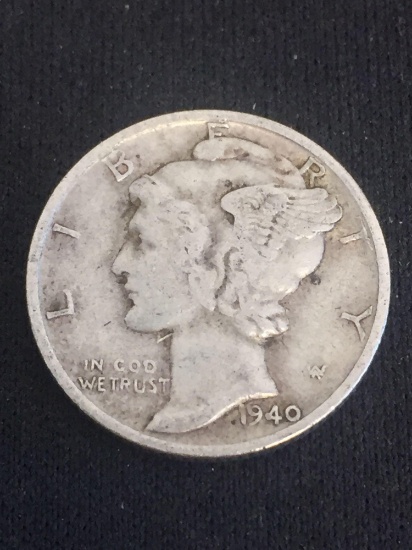 1940-D United States Mercury Dime - 90% Silver Coin