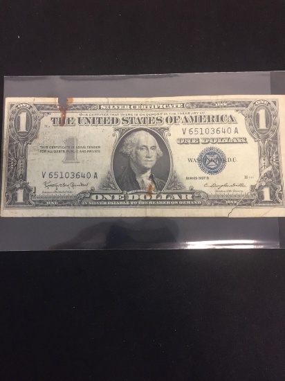 1957-B United States $1 Washington Silver Certificate Bill Currency Note