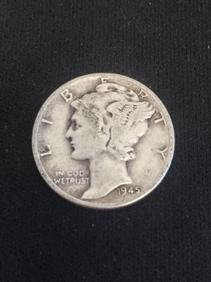 1945 United States Mercury Dime - 90% Silver Coin