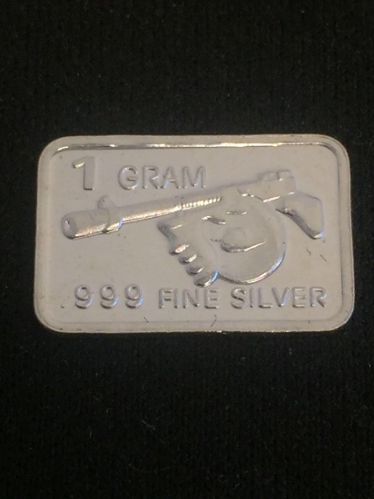 1 Gram .999 Fine Tommy Gun Bullion Bar