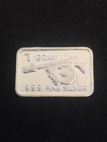 1 Gram .999 Fine Tommy Gun Bullion Bar