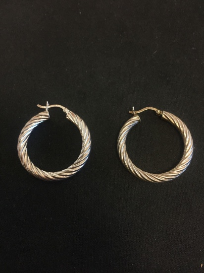 Twisted 28 mm Sterling Silver Pair of Hoop Earrings