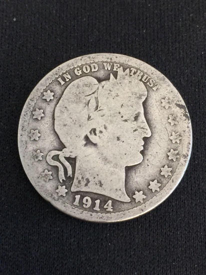 1914-D United States Barber Quarter - 90% Silver Coin