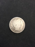 1892 United States Barber Silver Quarter - 90% Silver Coin