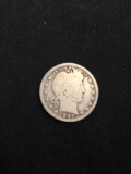 1897 United States Barber Silver Quarter - 90% Silver Coin