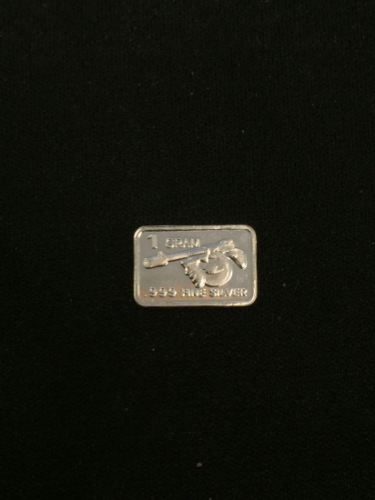 1 Gram .999 Fine Silver Bullion Bar Tommy Gun